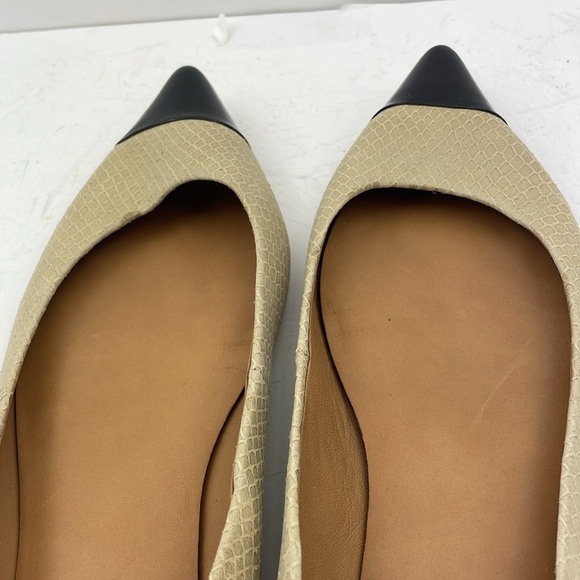 ANN TAYLOR ELIZABETH flats Snake Print patent Leather Black Size 8 very narrow - Picture 7 of 10